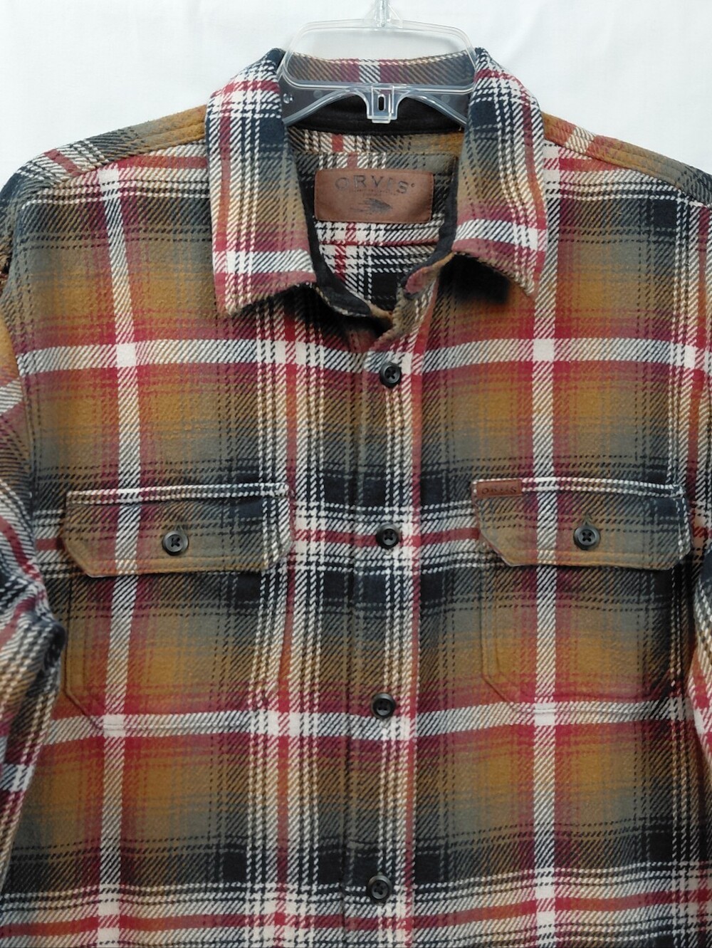 Orvis Heavyweight Flannel Shirt Jacket Men's Size Medium Plaid Pockets - Picture 6 of 6